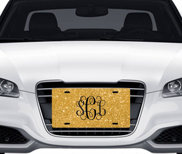 Gold Glitter Car Tag