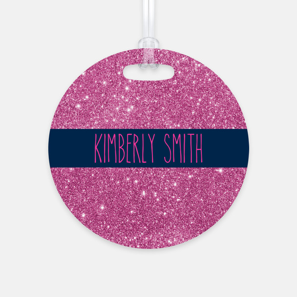 Pink Glitter Luggage Tag