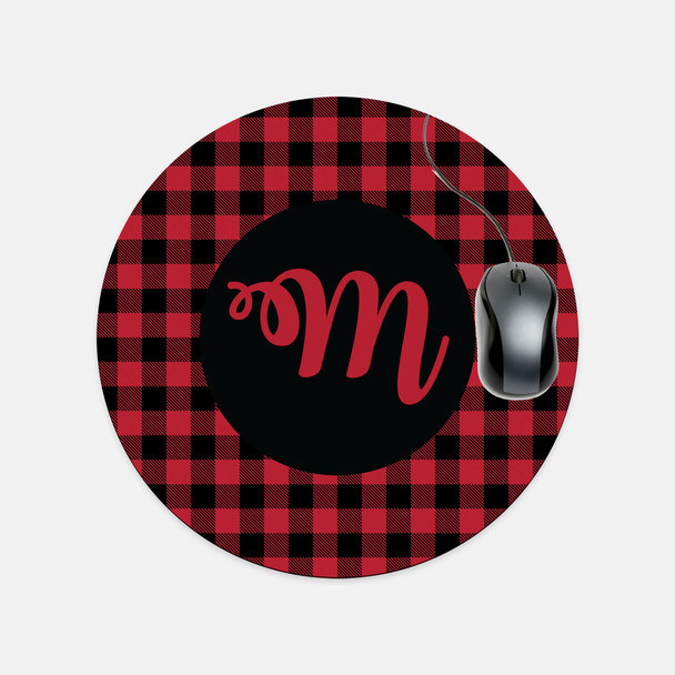 Red Buffalo Plaid Round Mouse Pad