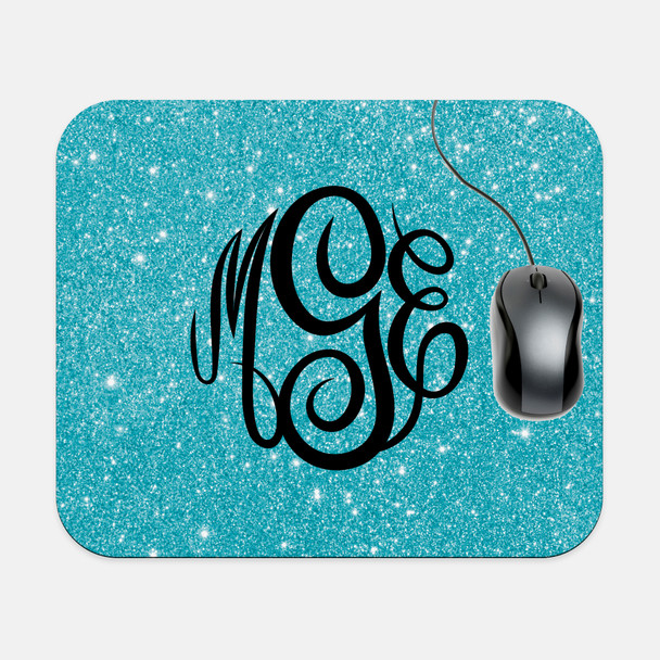 Aqua Glitter Rectangle Mouse Pad