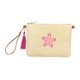 Pink Starfish Embroidery Natural Madeline Wristlet