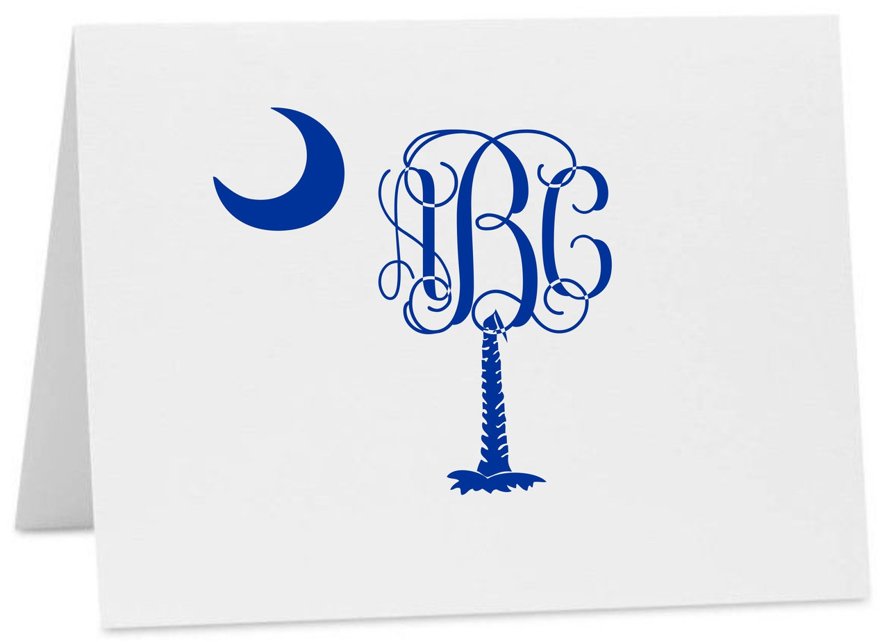 Purple Turtle Gifts - Palmetto Moon Monogram South Carolina State Logo Note  Cards with Envelopes