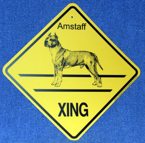 Yellow Xing Crossing Sign - American Staffordshire (KC-2266)