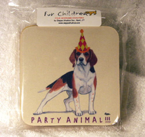 Fur Children Party Animal Coasters - Beagle (PC040414)