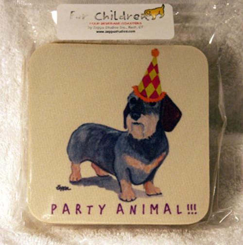 Fur Children Party Animal Coasters - Wirehaired Dachshund (PC040451)
