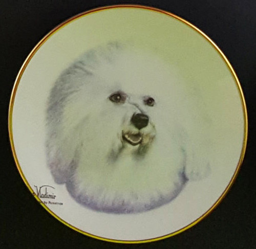 Classic Collection 4in Color Mini Porcelain Plate-Bichon Frise (316 Bichon)