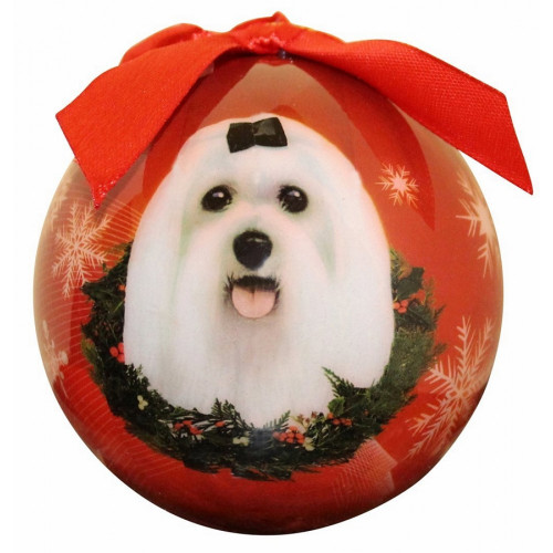 E&S Imports Shatter Proof Ball Christmas Ornament - Maltese (puppy cut) (CBO-88)