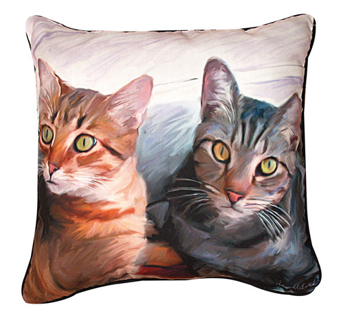 Paws & Whiskers 18in Pillow - Sweepo & Toney 2 Cats (SLST2C)