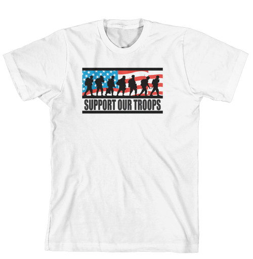 T-Shirt - Support Our Troops Soldiers with flag (170-0048-000)