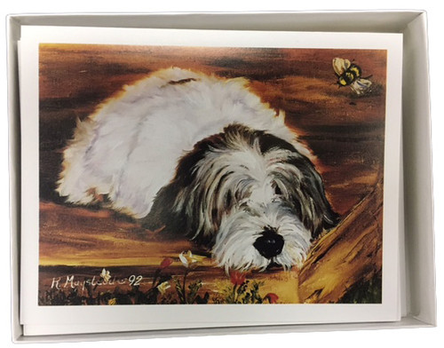 Ruth Maystead Note Cards - Petite Basset Griffon Vendeen (PBGV) Lying Down (PVG2 NC)