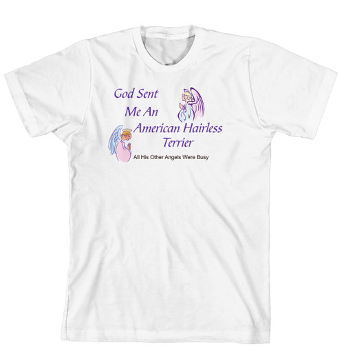 Purple Turtle Gifts - God Sent Me an American Hairless Terrier T-shirt