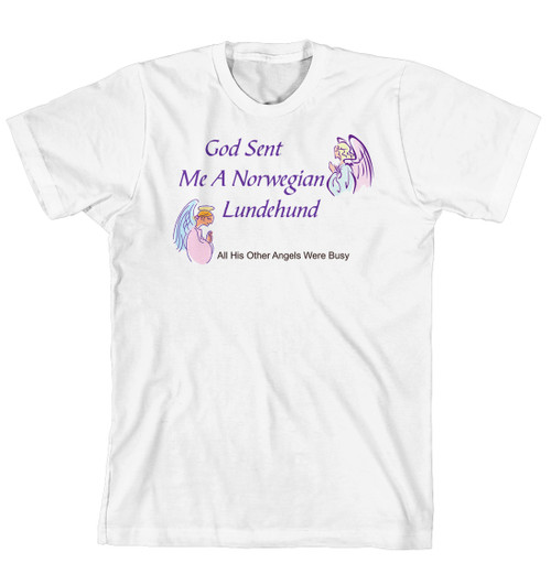 Purple Turtle Gifts - God Sent Me a Norwegian Lundehund T-shirt