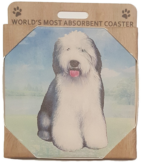 E&S Imports Ceramic Pet Coasters - Old English Sheepdog (250-77)