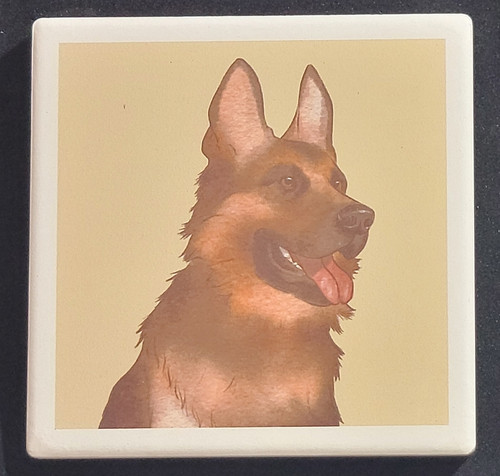 Purple Turtle Gifts Portrait Collection Absorbent Coaster-German Shepherd