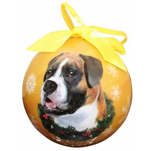 E&S Imports Shatter Proof Ball Christmas Ornament - Boxer (Uncropped)(CBO-6)