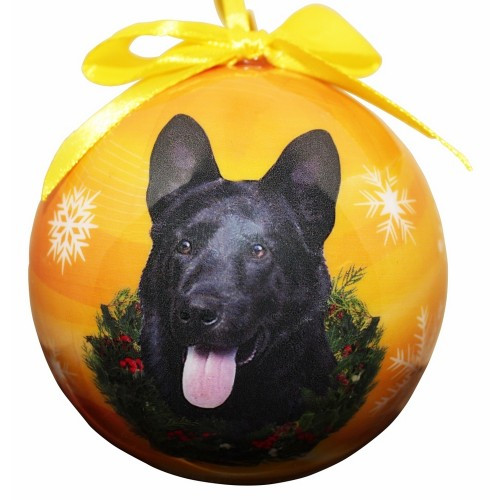 E&S Imports Shatter Proof Ball Christmas Ornament - German Shepherd (black)(CBO-75b)