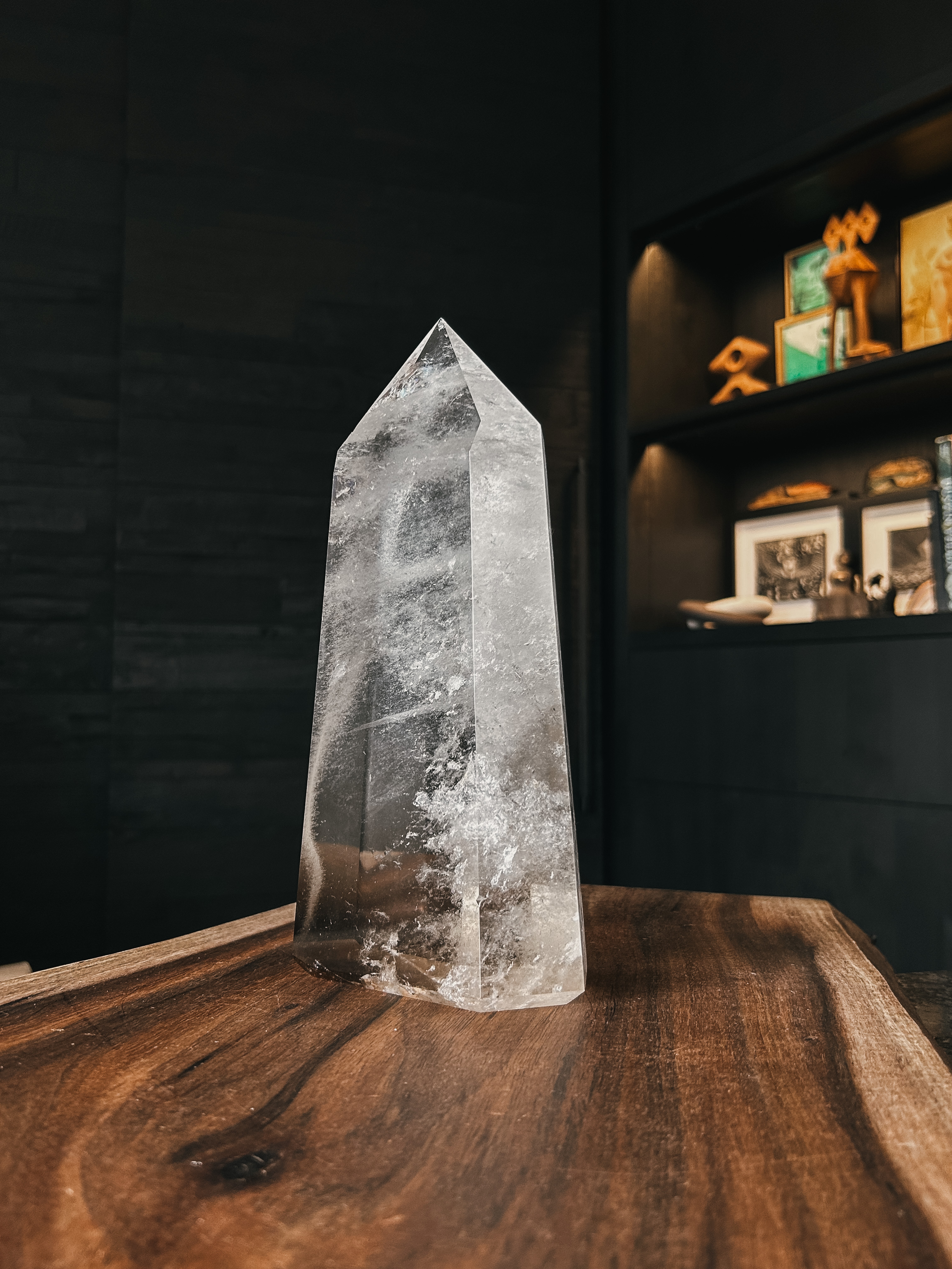 A gorgeous Smokey Quartz point intended to bring a grounding and protective energy to your space.