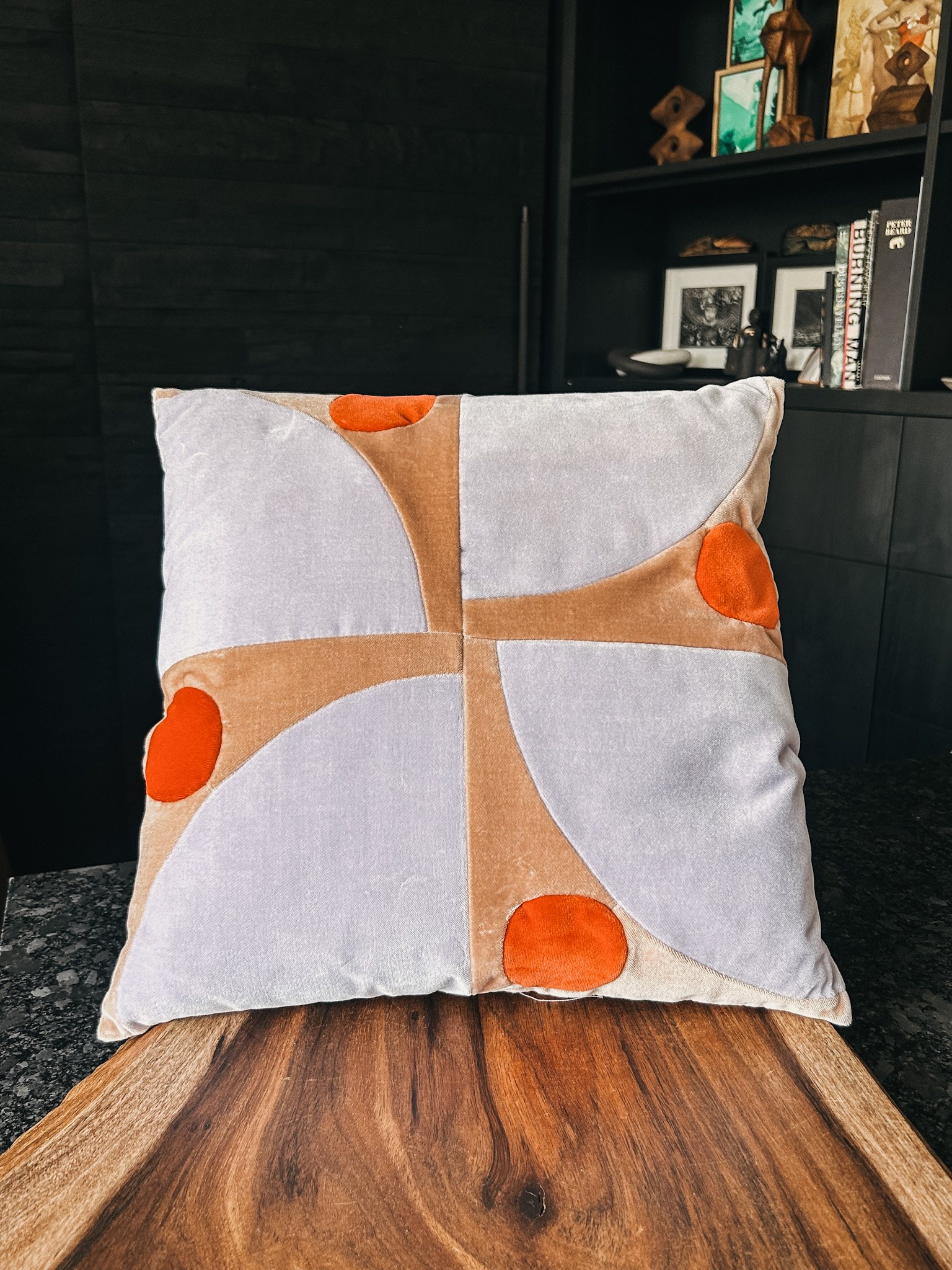 An abstract and elevated throw pillow by Christina Lundsteen. Made from 100% velvet.