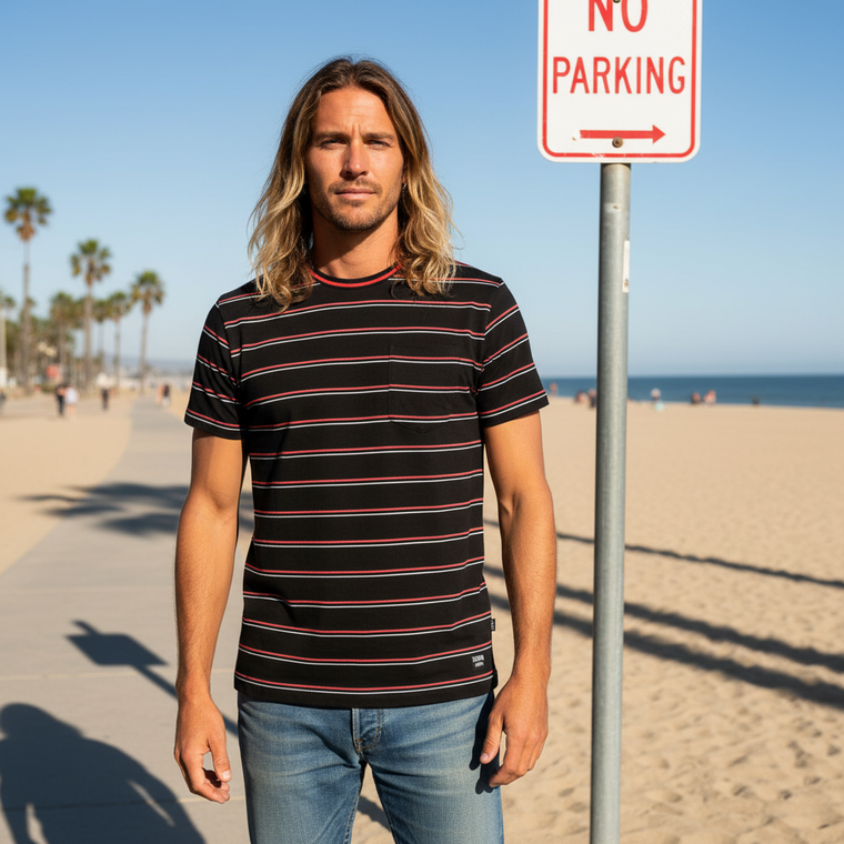 Acorn Short Sleeve Tee  Black/Red/White