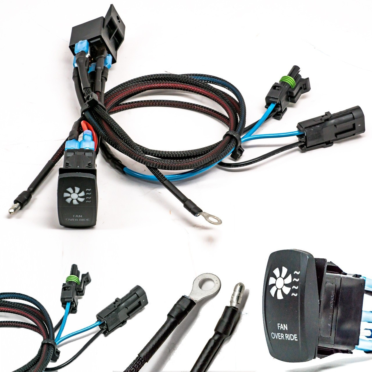 Cooling Fan Override Relay LED Rocker Switch Kit For UTV ATV Polaris
