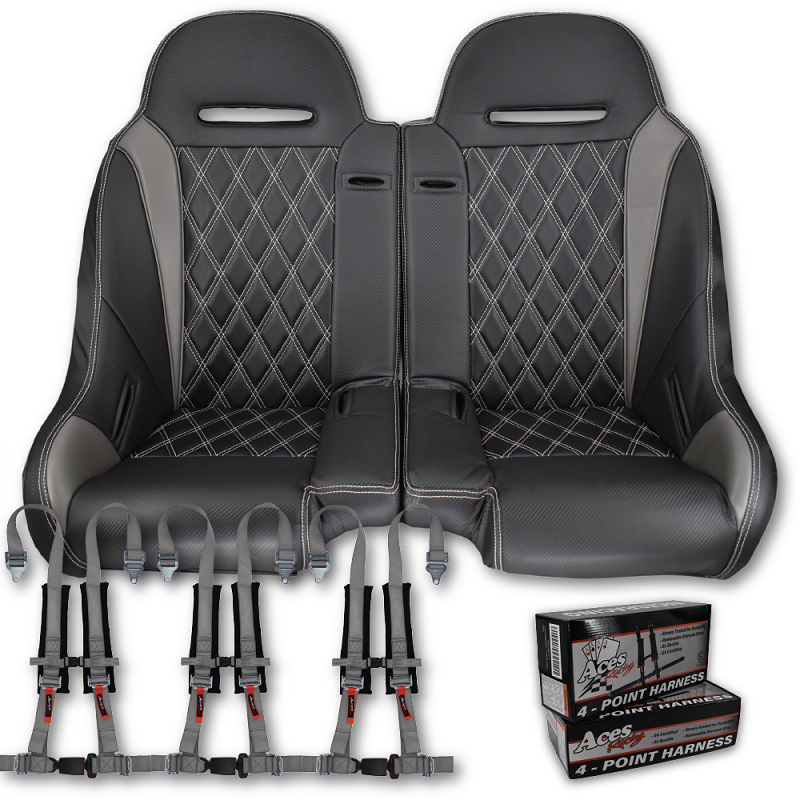 Polaris RZR Apex Front/Rear Split Bench Seat Black - Aces Racing