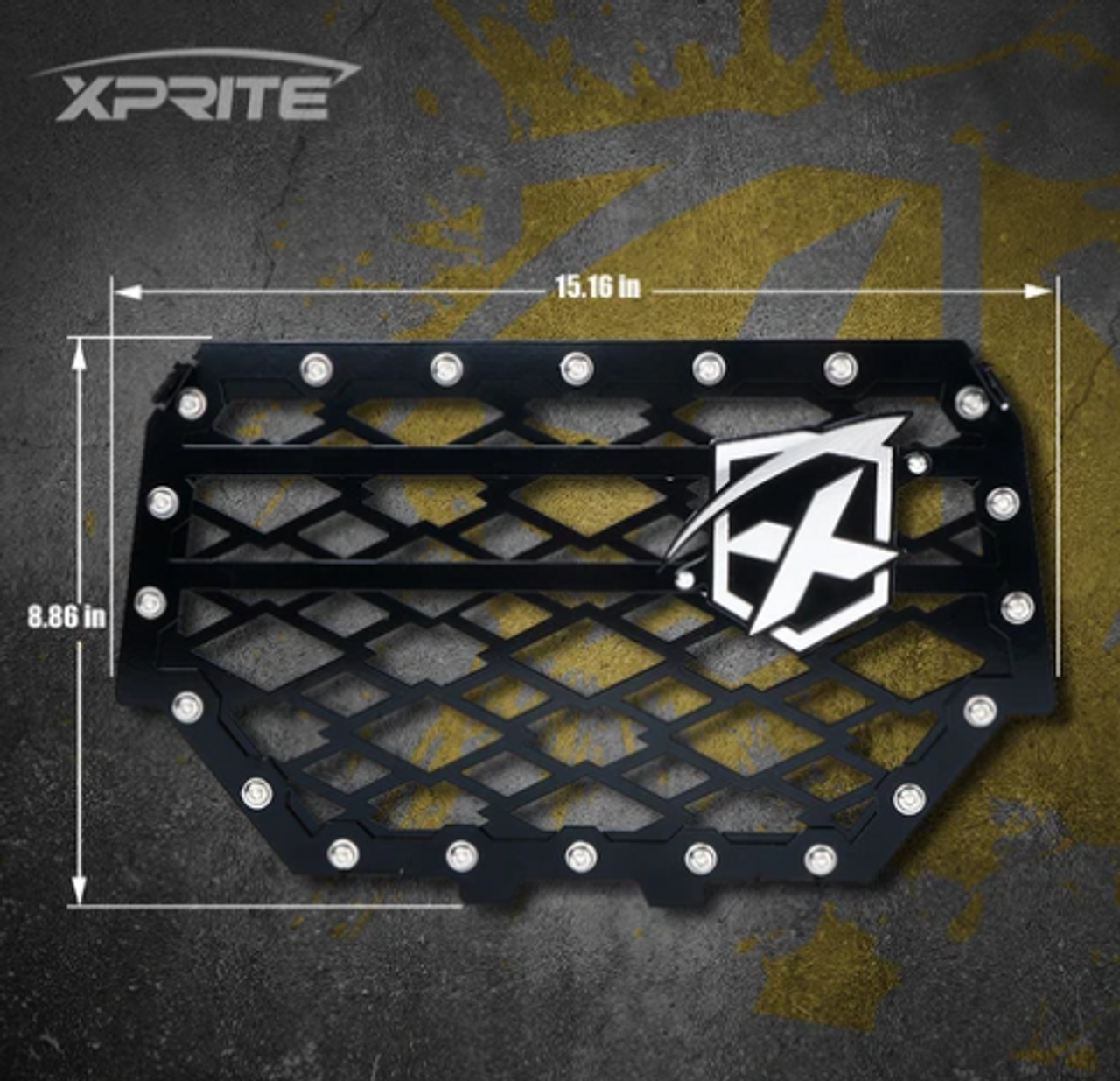 Black Steel Mesh Grille with Logo Badge for Polaris RZR