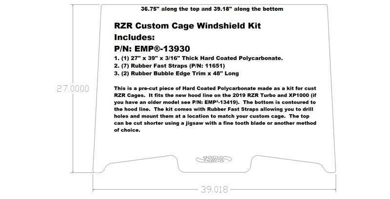 Polaris RZR XP 1000 / Turbo Custom Cage Windshield Kit by EMP