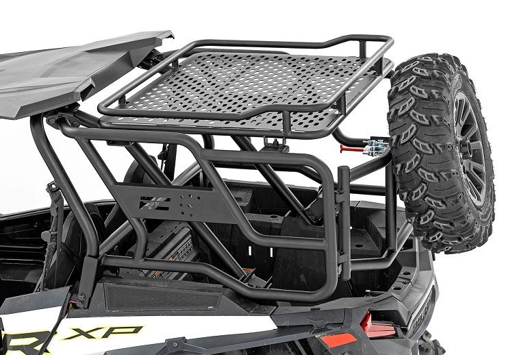 Polaris RZR XP Tubular Rear Cargo Rack with Spare Tire Mount by Rough ...