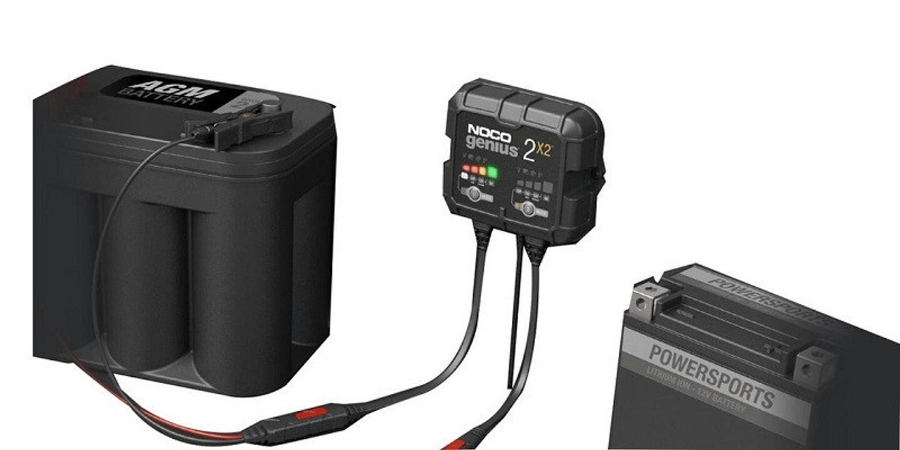 Polaris RZR 2x2 6V/12V 2-Bank 4-Amp Smart Battery Charger by Noco Genius -  GENIUS2X2-EPRZR
