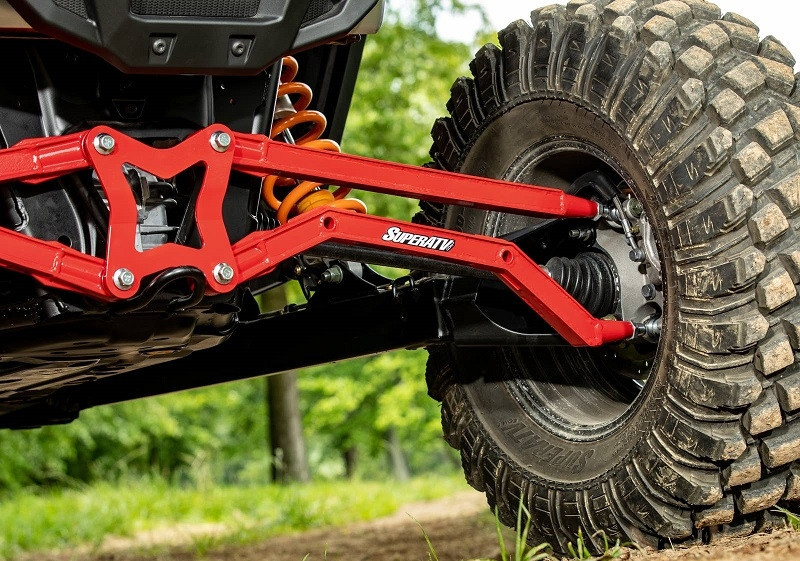 SuperATV High Clearance Boxed Rear Radius Arms For Polaris RZR XP 900 – Red Powder Coat