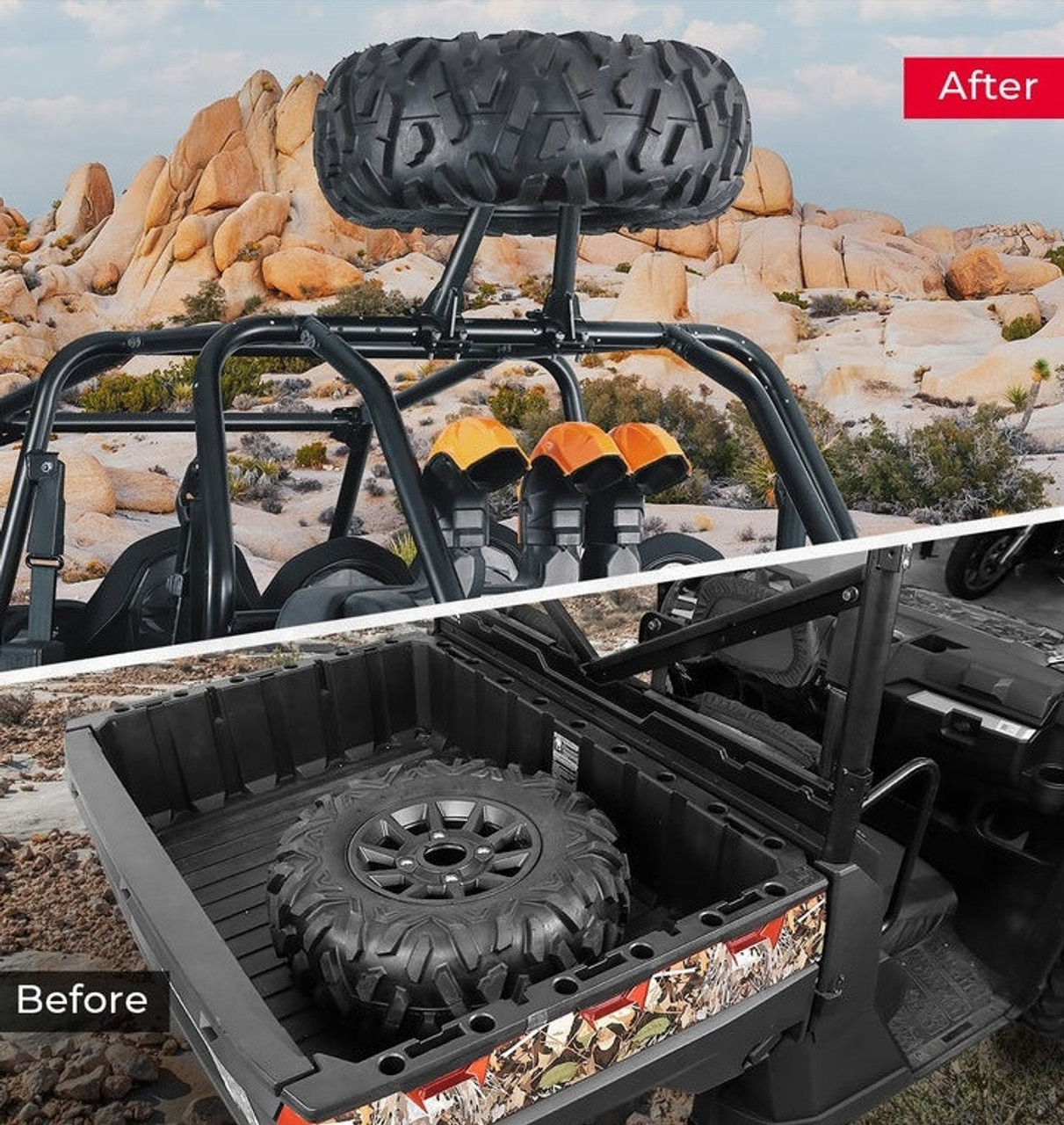Kemimoto Polaris RZR UTV Spare Tire Carrier | Durable, Easy