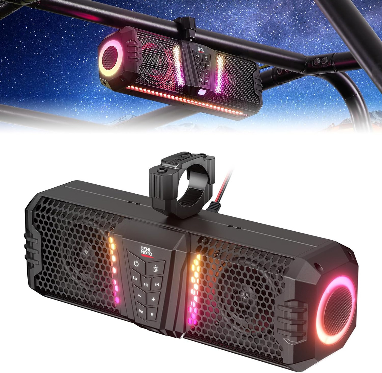 [やす]Pretone + Quad Sound Polaris RZR 900/XP 1000 Midnight Sound Bar by Kemimoto B0117-03002