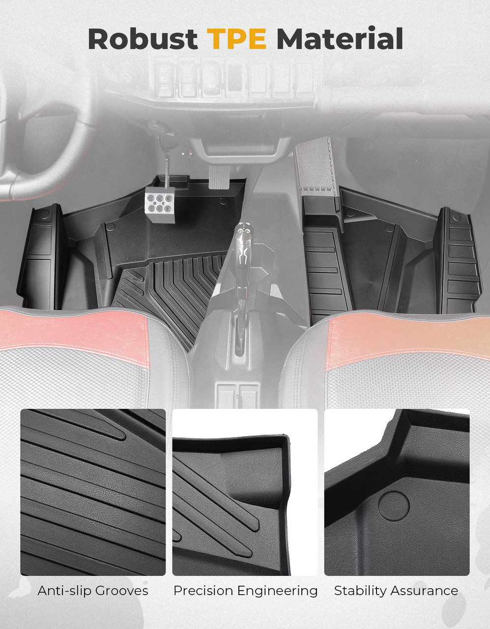 Polaris RZR XP 1000 Front TPE Floor Mats by Kemimoto B0107-03205-BK