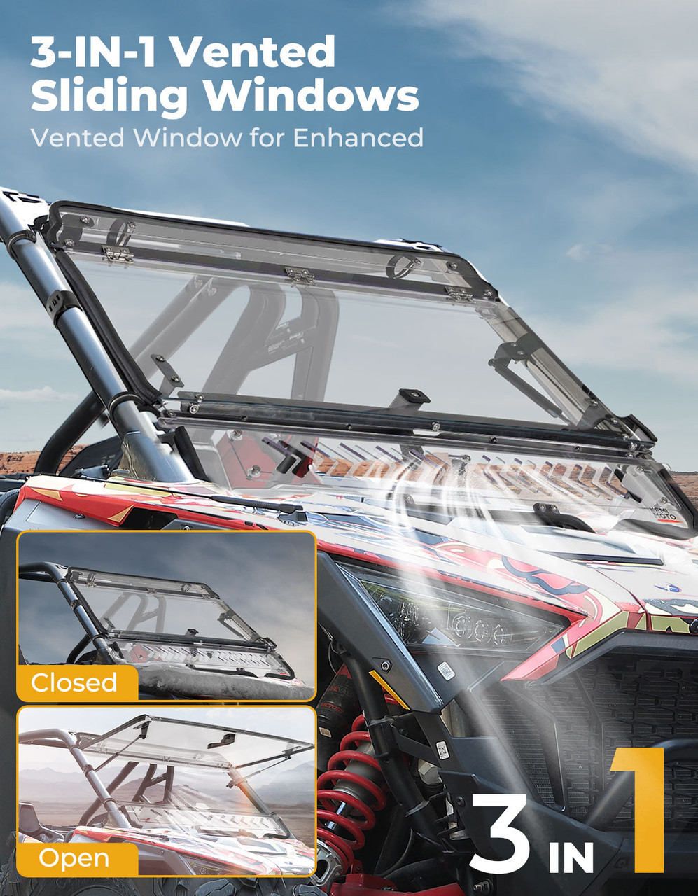 Polaris RZR PRO XP (2020-2024) Upgraded Flip Windshield with Slide