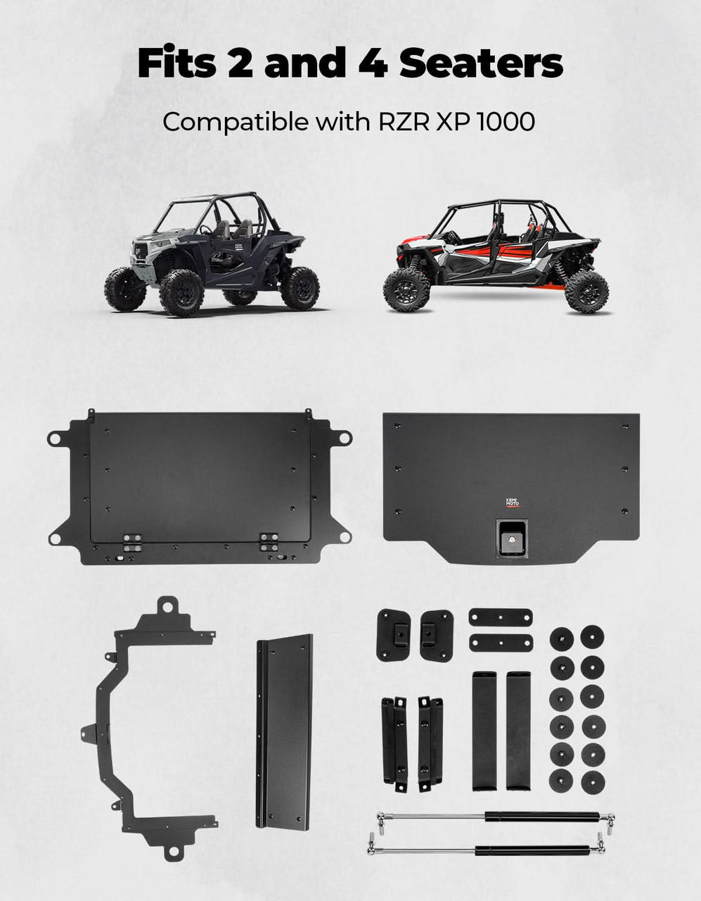Polaris RZR 1000 Aluminum Trunk Bed Enclosure by Kemimoto - B0123