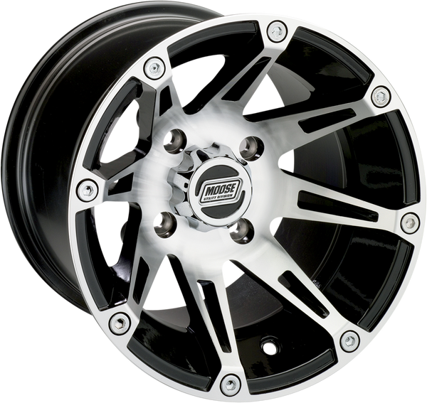 Polaris RZR Aluminum Rear Wheel (387M 14X8 4/156 4+4) Black Chrome Silver by Moose