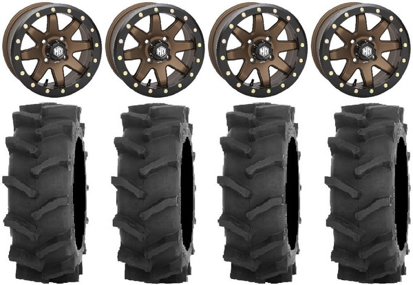 Polaris RZR Hd9 14" Beadlock Br Wheels 28" R4 Tires by STI Powersport