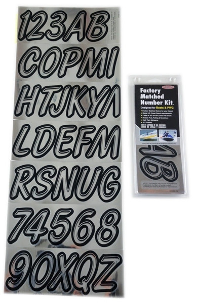 Polaris RZR Boat Lettering Chrome/Black 3‚Ä≥ Registration Kit