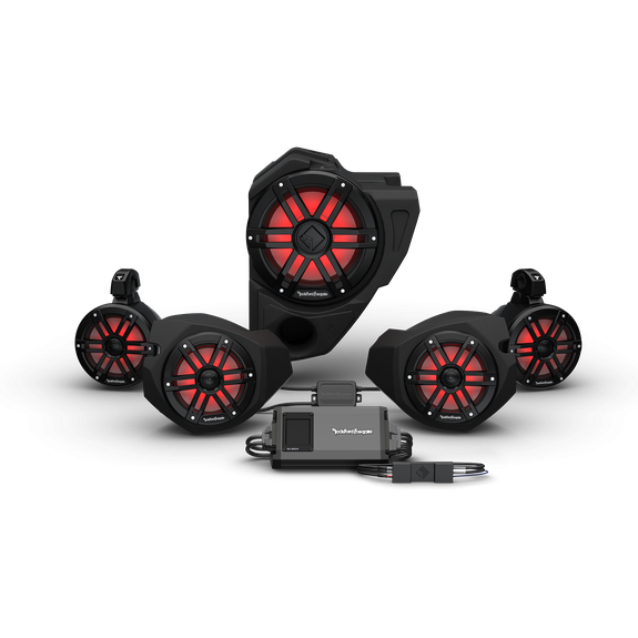 Polaris RZR Stage-4 2-Way Interface, 800 Watt, Front Color Optix™ Speaker, Subwoofer & Rear Speaker Kit (Gen-3) by Rockford