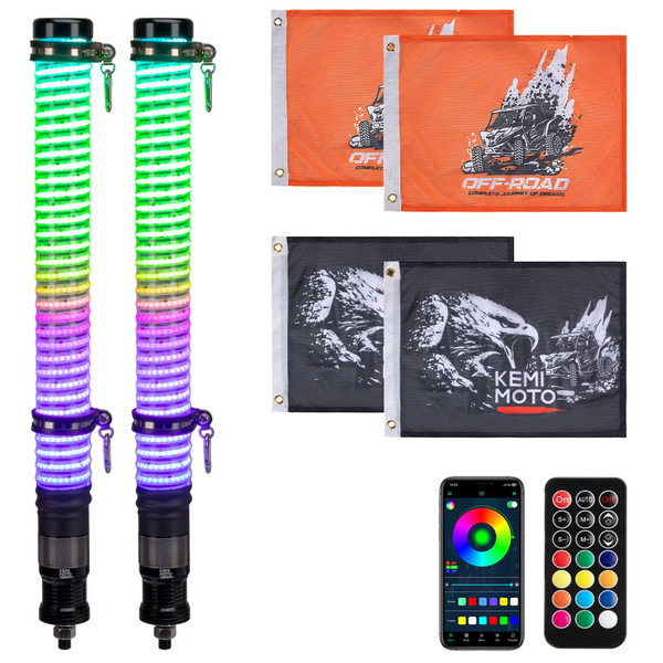 Polaris RZR 2PCS 2' Fat Whip Lights with Turning Signal Function by Kemimoto