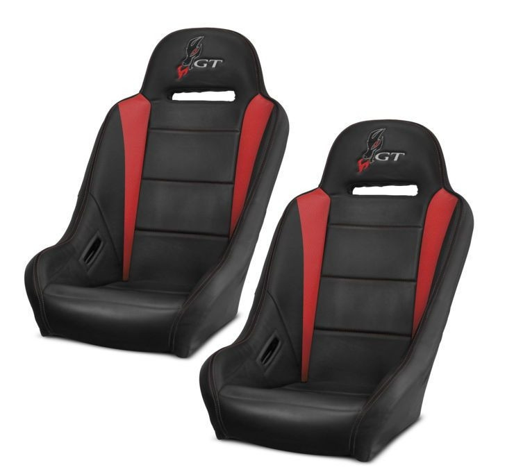 Polaris RZR Black / Red Highback GT Seat Pair by DragonFire Racing