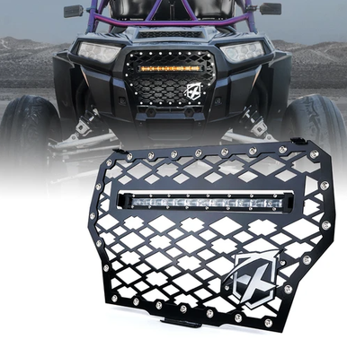 Polaris RZR 1000 XP Turbo Black Steel Mesh Grille with 60W LED