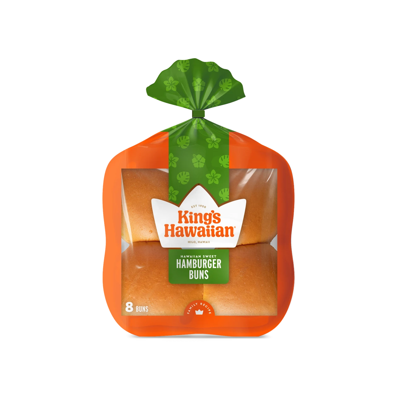 Single Package of King's Hawaiian Hamburger Buns on white background