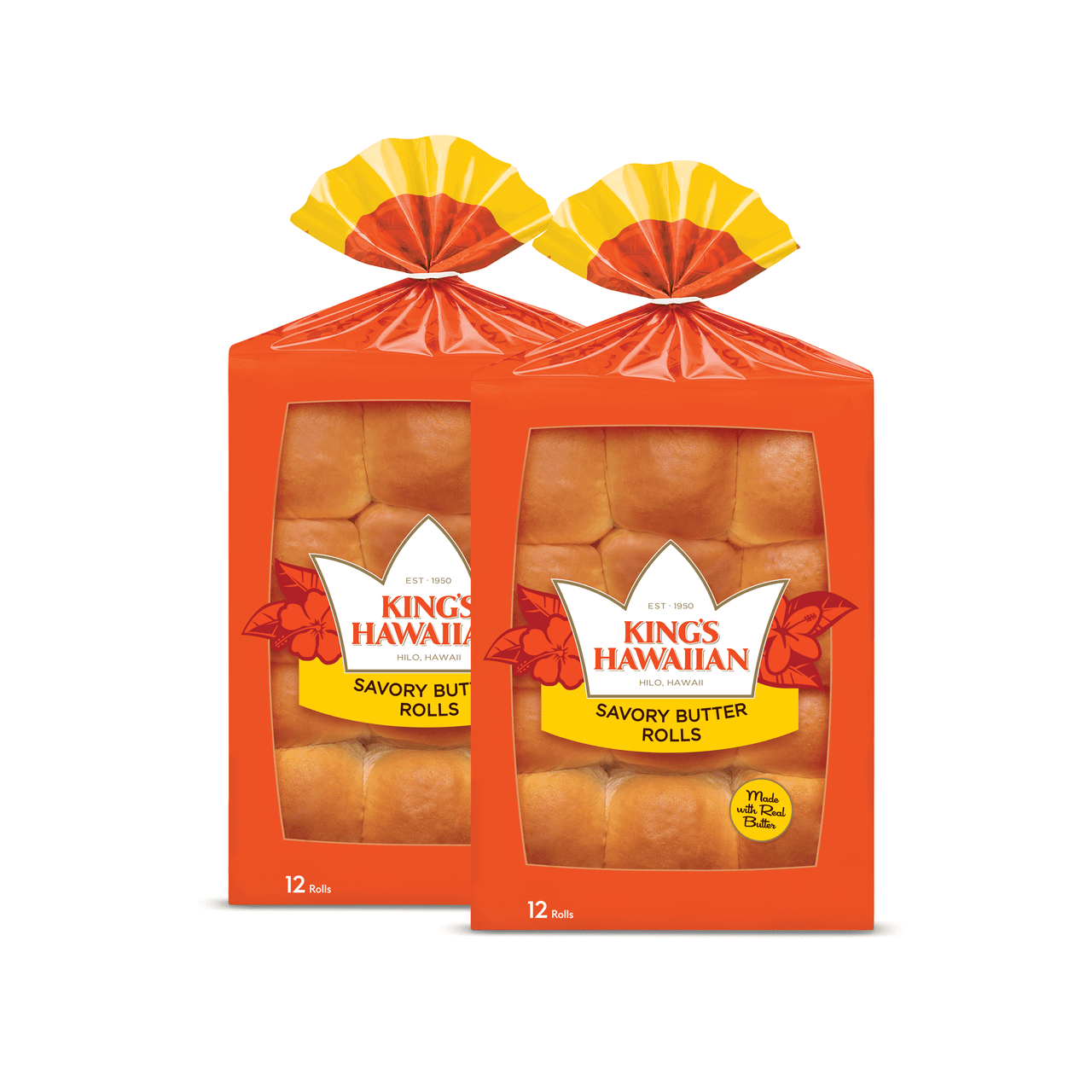 Two packs of King's Hawaiian Savory Butter Rolls 12ct