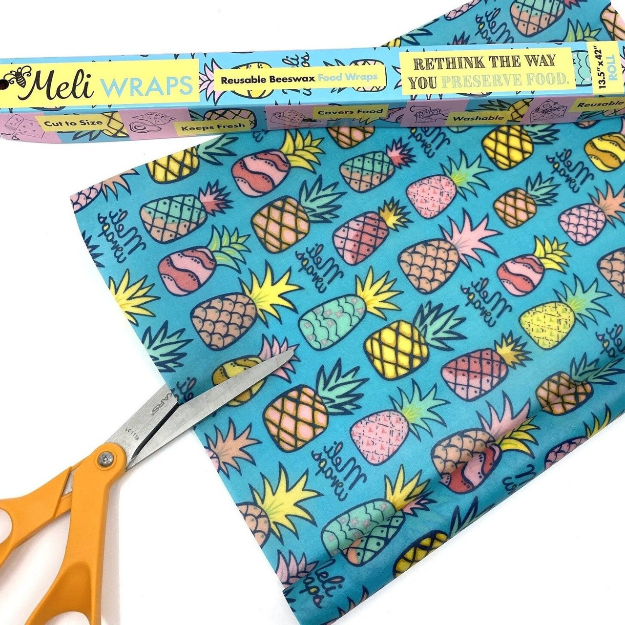 BEESWAX FOOD WRAP BULK ROLL - PINEAPPLE PRINT