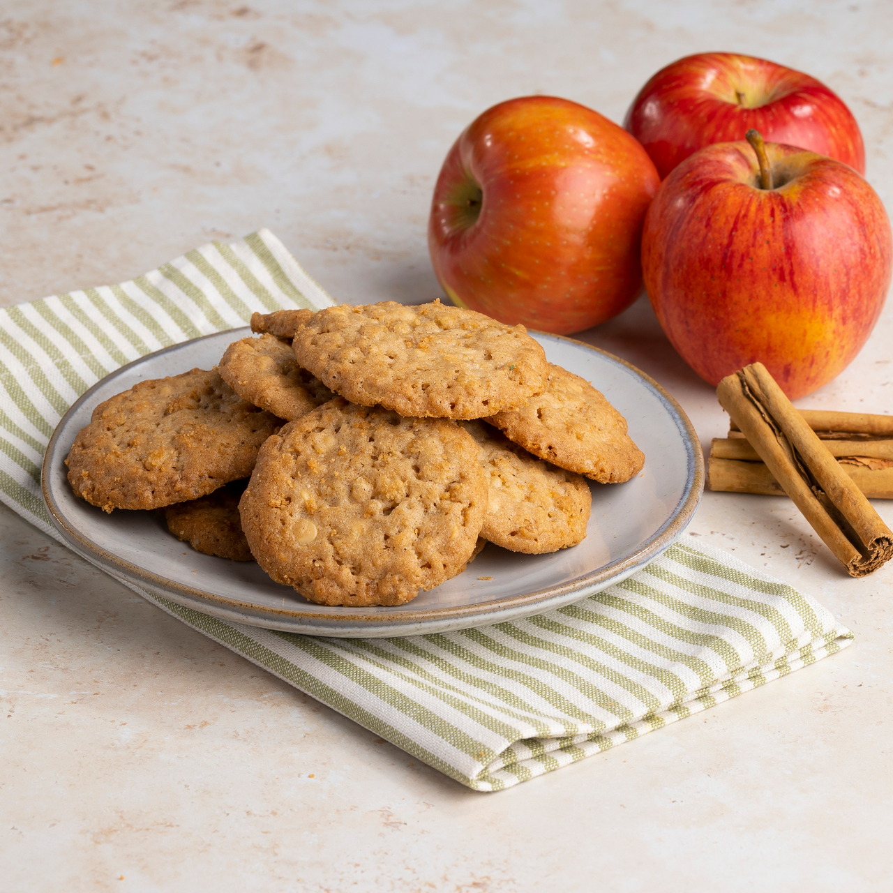Apple Spice Crunch Cookies on Plate