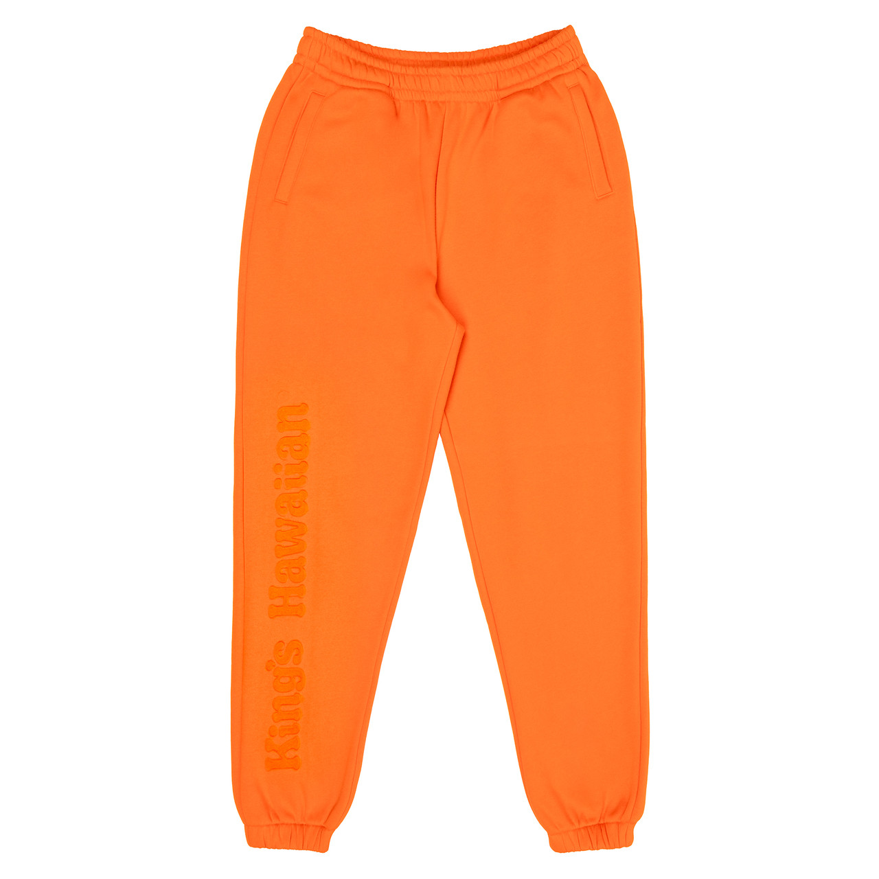King's Hawaiian orange joggers with embossed logo down the leg, front King's Hawaiian orange joggers with embossed logo down the leg, front