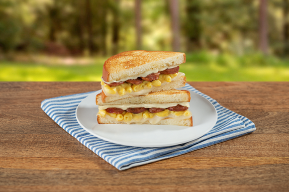 Sausage Mac n Cheese Camping Sandwiches