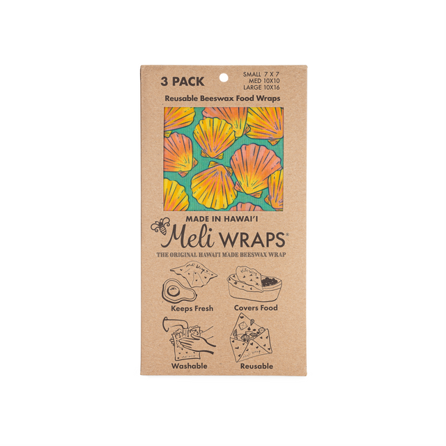 REUSABLE BEESWAX FOOD WRAPS - SHELLS PRINT