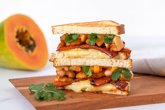 Cajun Shrimp & Papaya Grilled Cheese Sandwich